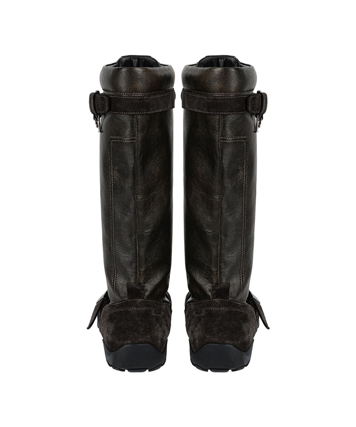 트리밍버드(TREEMINGBIRD) Suede-Panelled Boxing Boots [ Brown ]