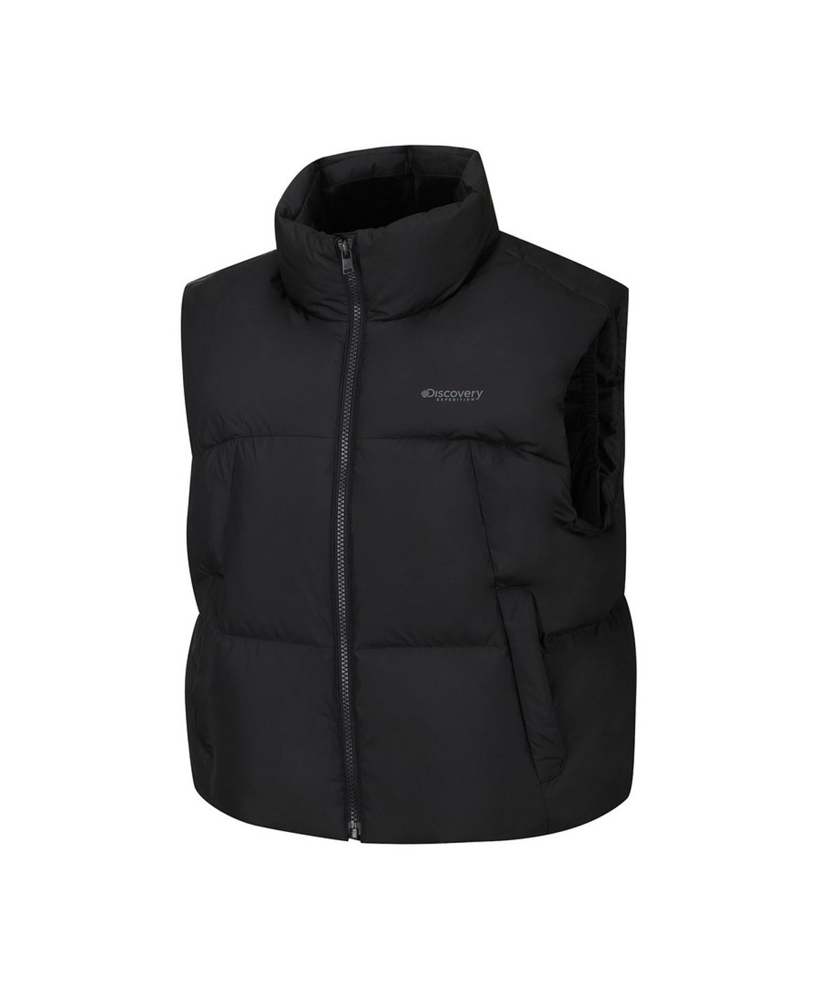 디스커버리 익스페디션(DISCOVERY EXPEDITION) 여성 올리브 크롭 다운 패딩베스트 (BLACK)