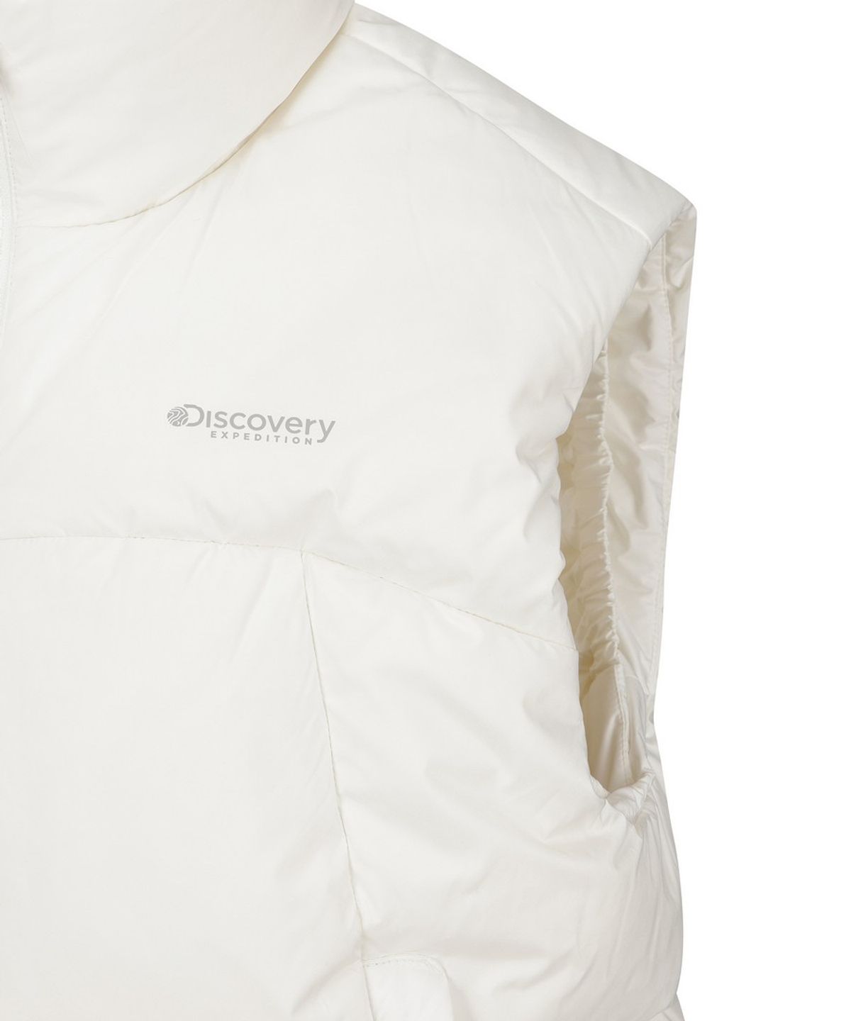 디스커버리 익스페디션(DISCOVERY EXPEDITION) 여성 올리브 크롭 다운 패딩베스트 (CREAM)