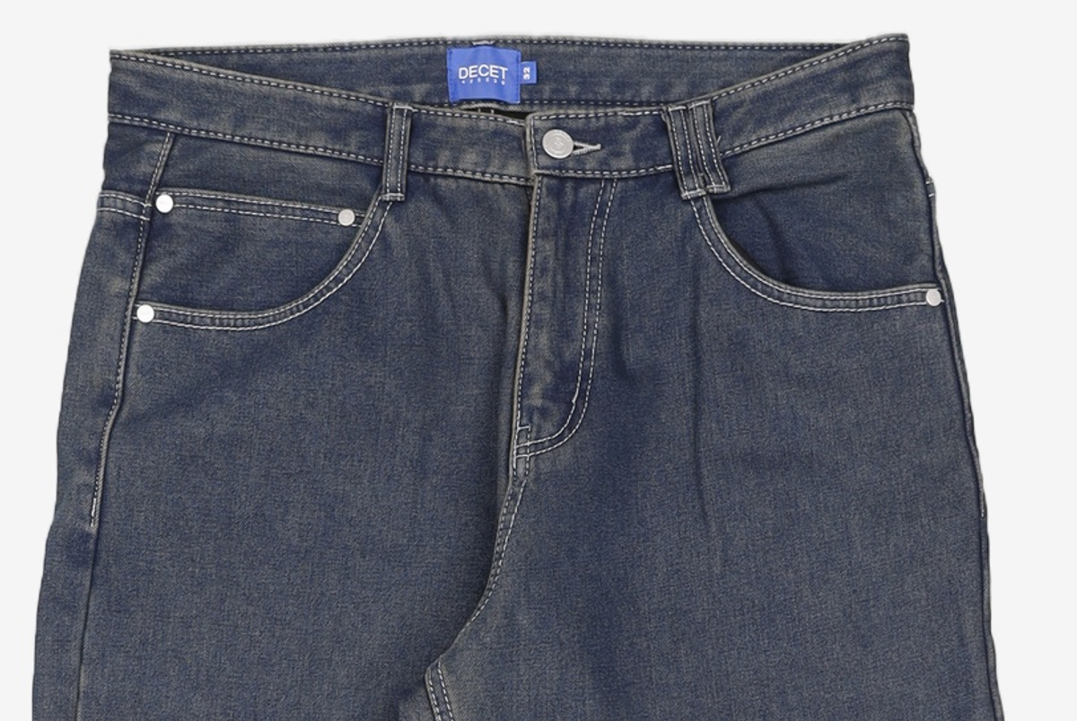 데케트(DECET) Mid Rise Wide Jeans DCPT027CrinkleBlue 32