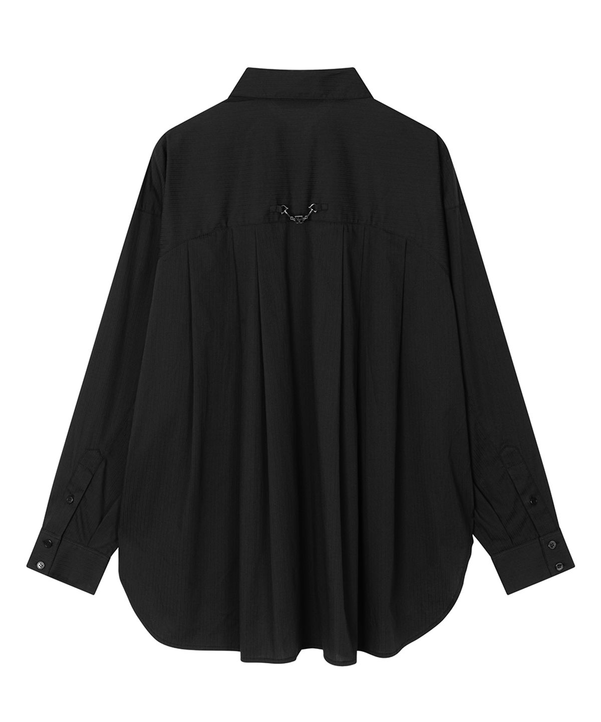 트리밍버드(TREEMINGBIRD) New Multi Tuck Oversized Shirt [ Black ]
