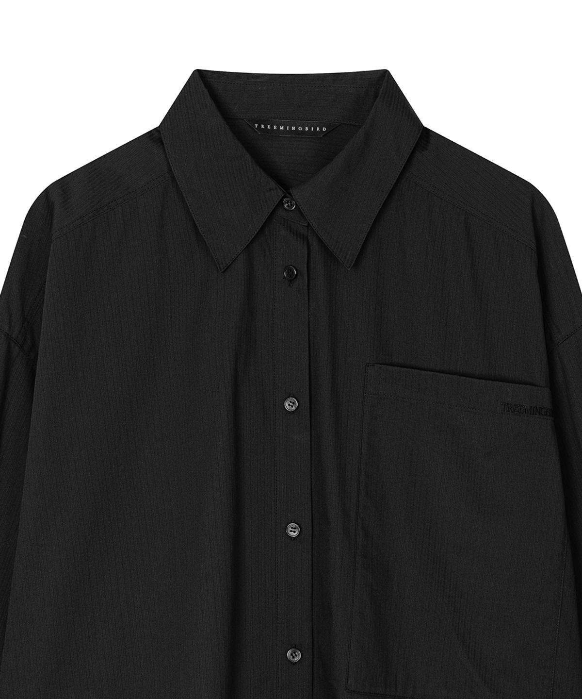 트리밍버드(TREEMINGBIRD) New Multi Tuck Oversized Shirt [ Black ]