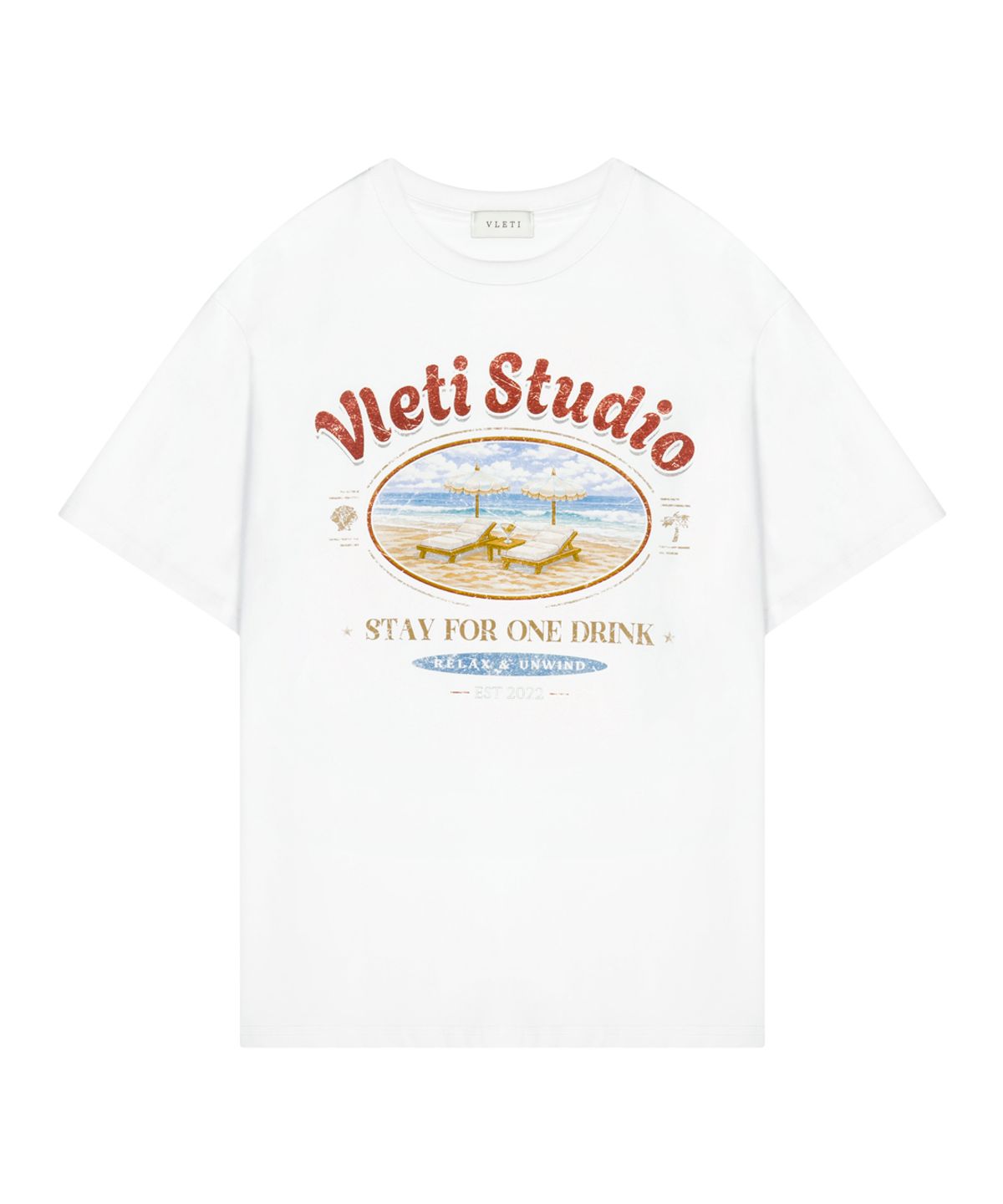 블레티(VLETI) Cotton Oversized Lettering&Cake Print Tee (white)
