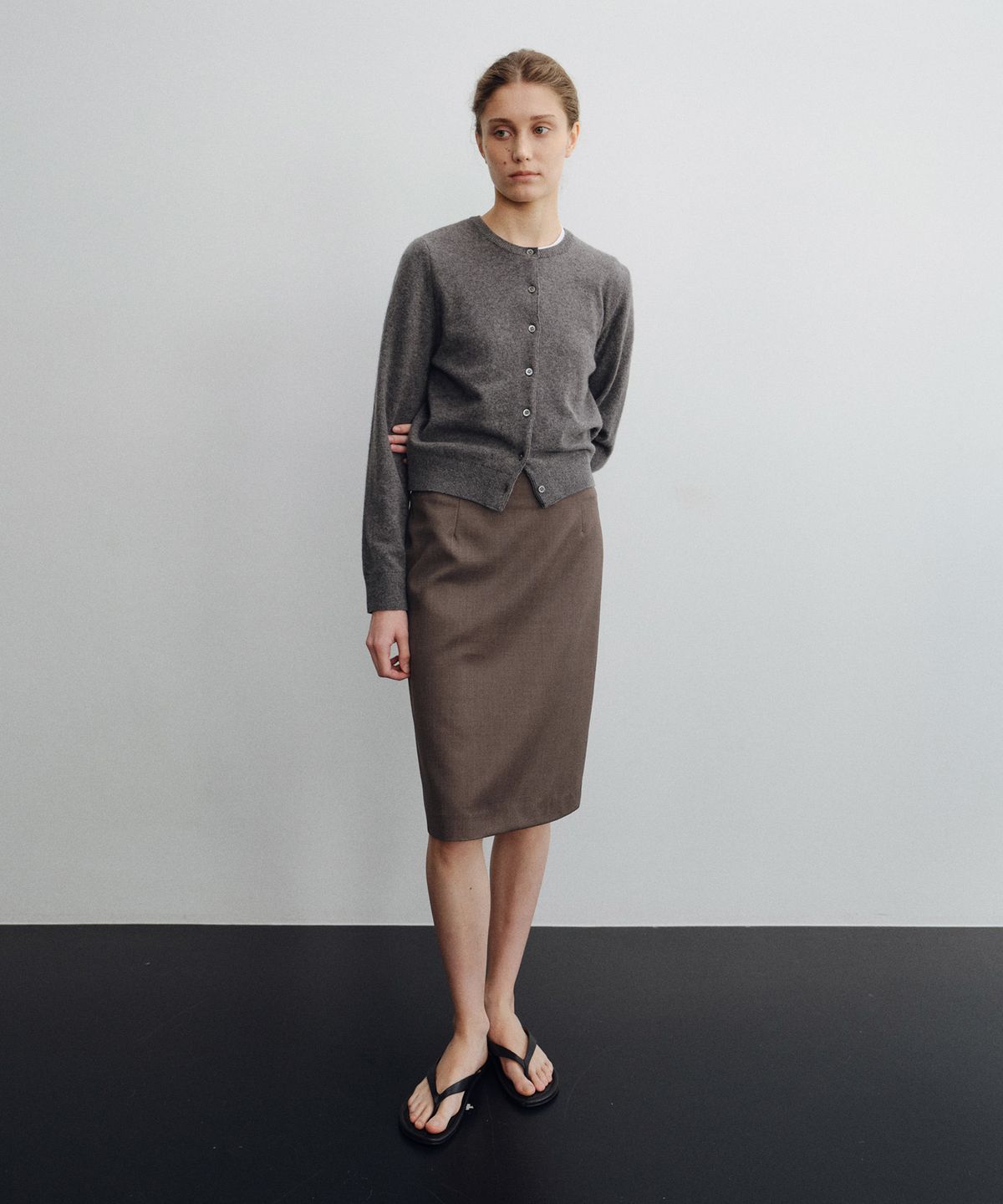 로트(LOTE) Wool Blend Midi Skirt_2 Color
