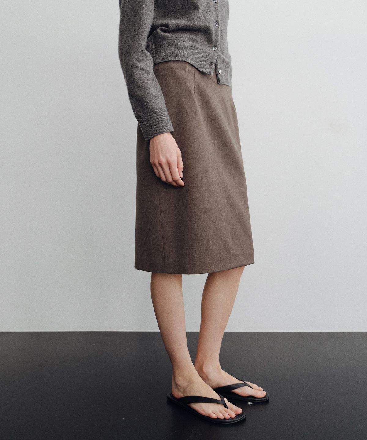 로트(LOTE) Wool Blend Midi Skirt_2 Color