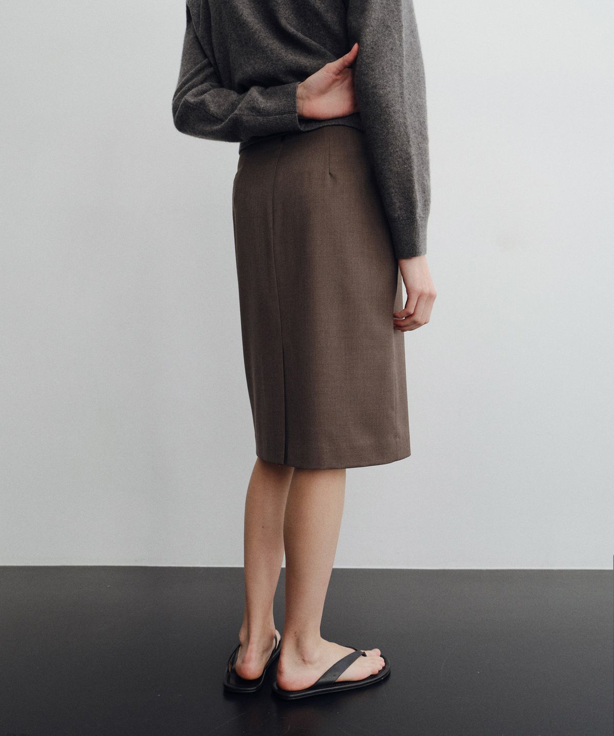 로트(LOTE) Wool Blend Midi Skirt_2 Color