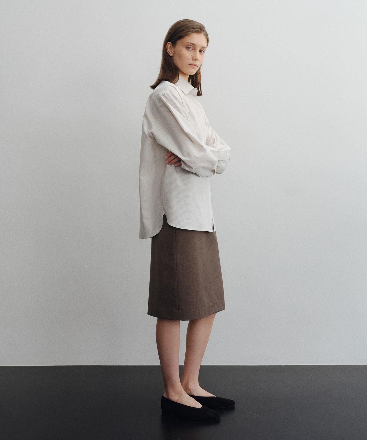 로트(LOTE) Wool Blend Midi Skirt_2 Color