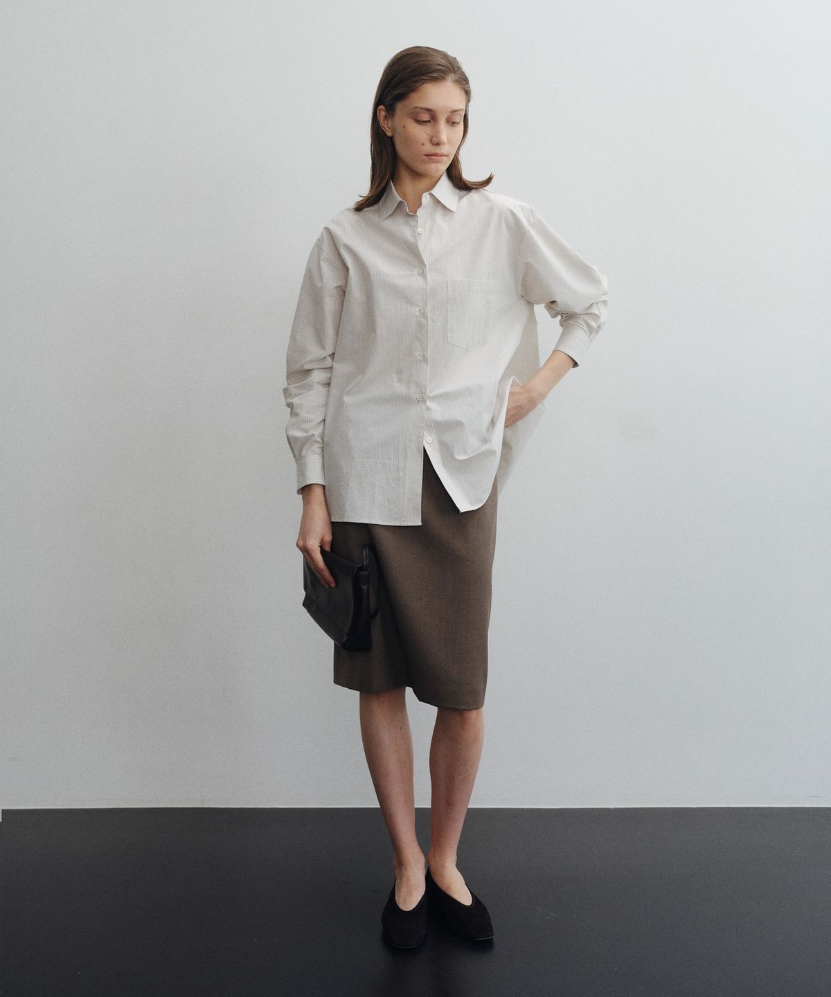 로트(LOTE) Wool Blend Midi Skirt_2 Color