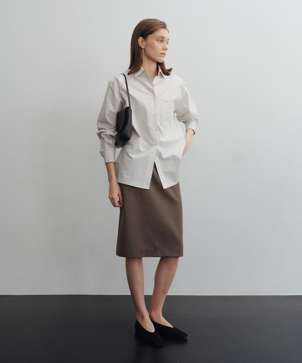 로트(LOTE) Wool Blend Midi Skirt_2 Color
