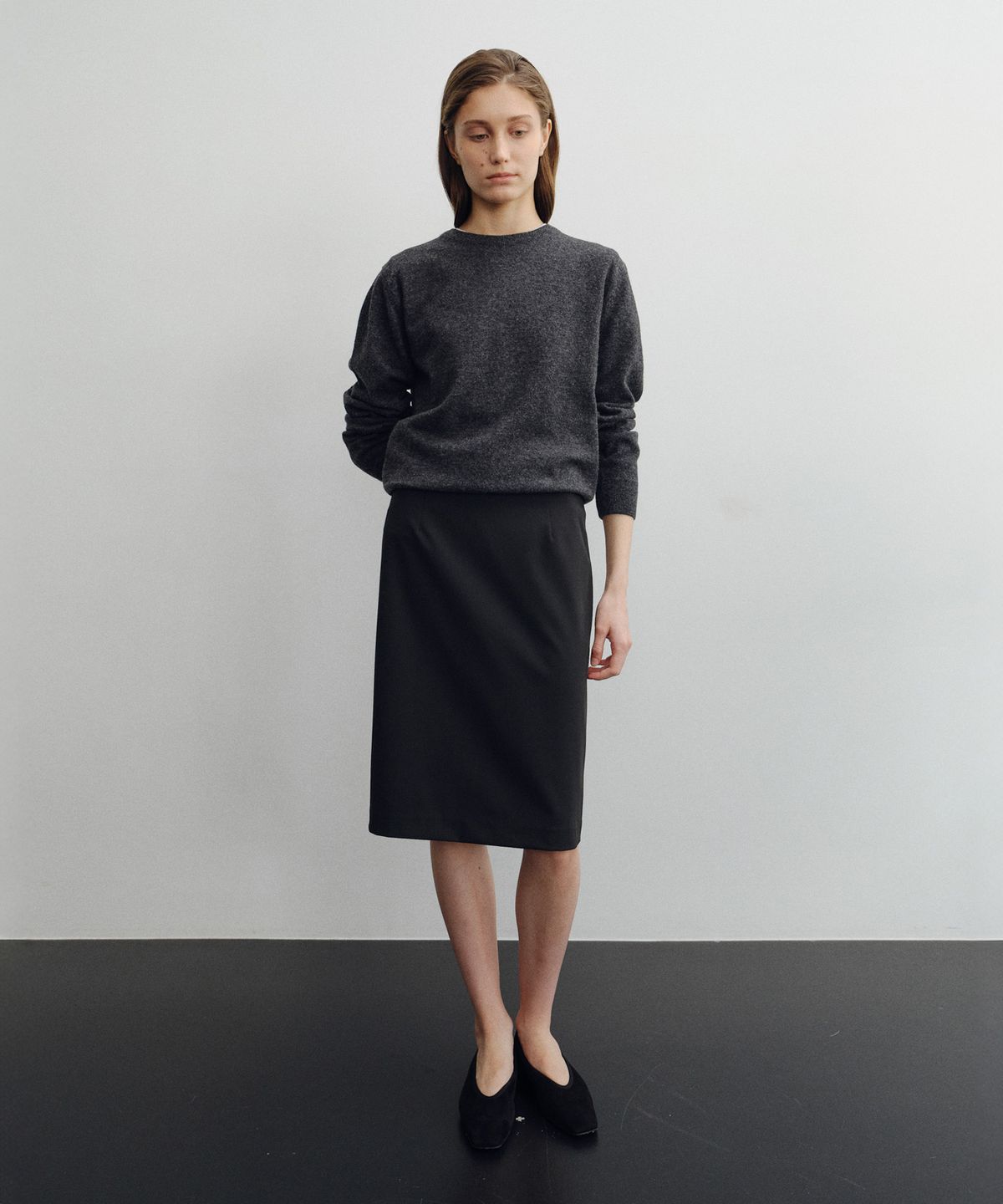 로트(LOTE) Wool Blend Midi Skirt_2 Color