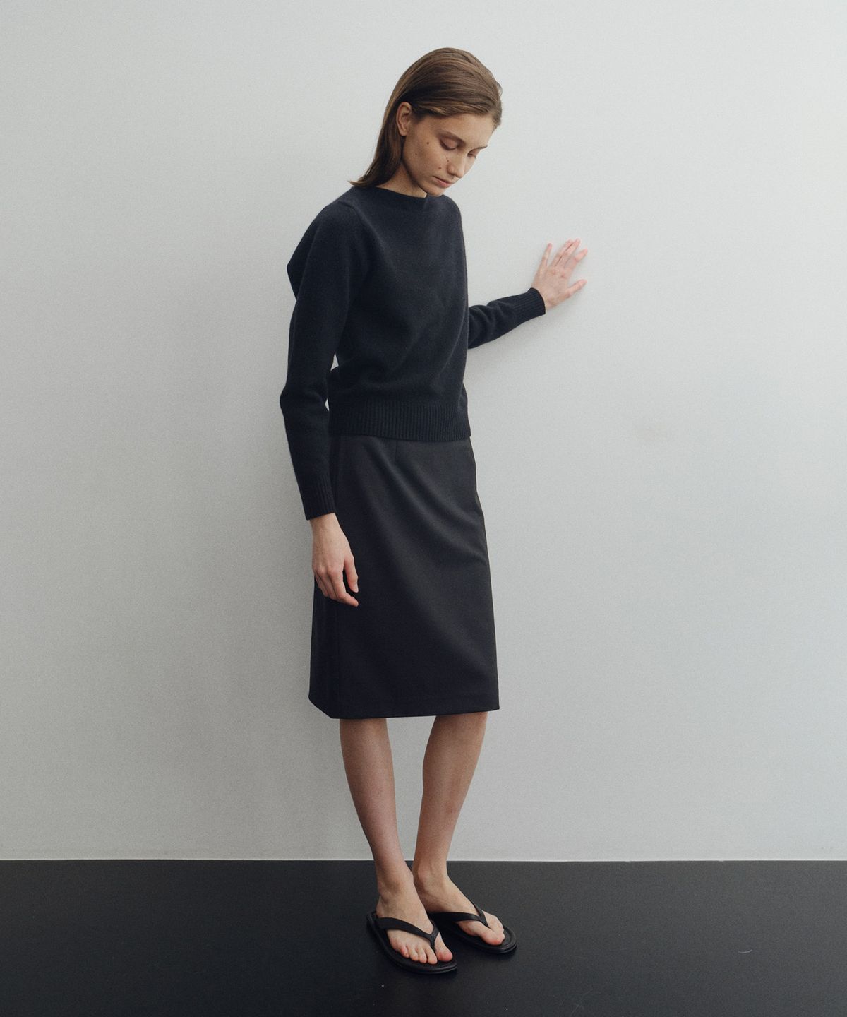 로트(LOTE) Wool Blend Midi Skirt_2 Color