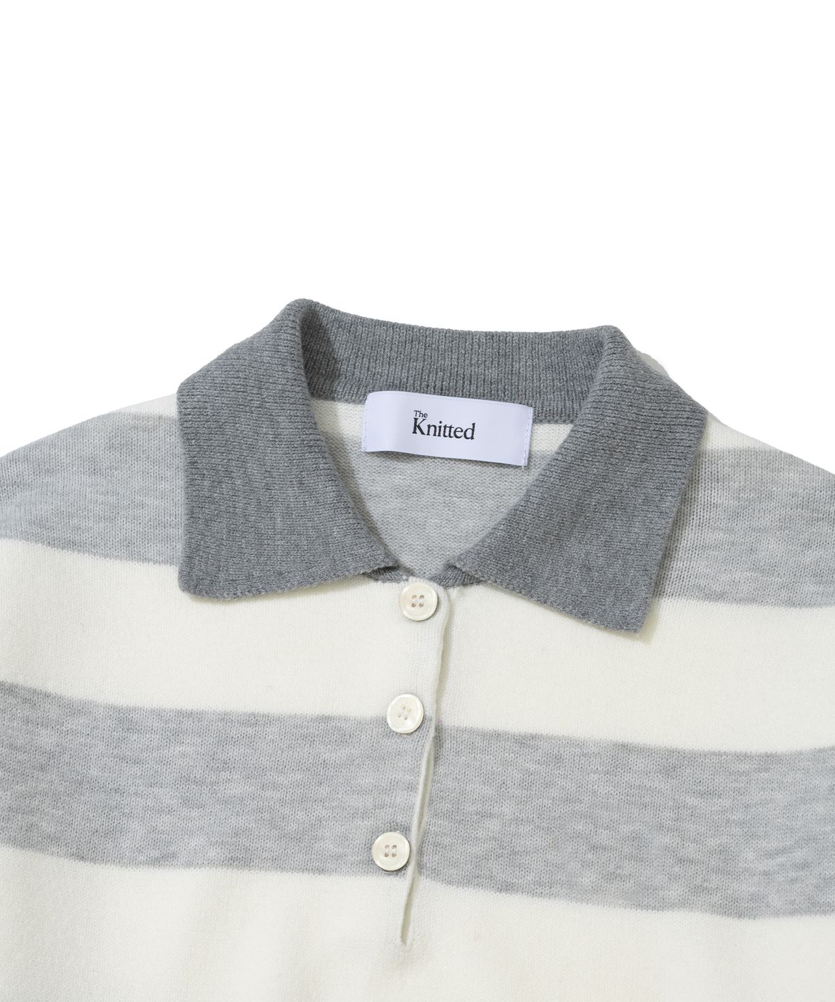 니티드(KNITTED) (UNISEX) 스트라이프 럭비 카라 니트 CLOUD