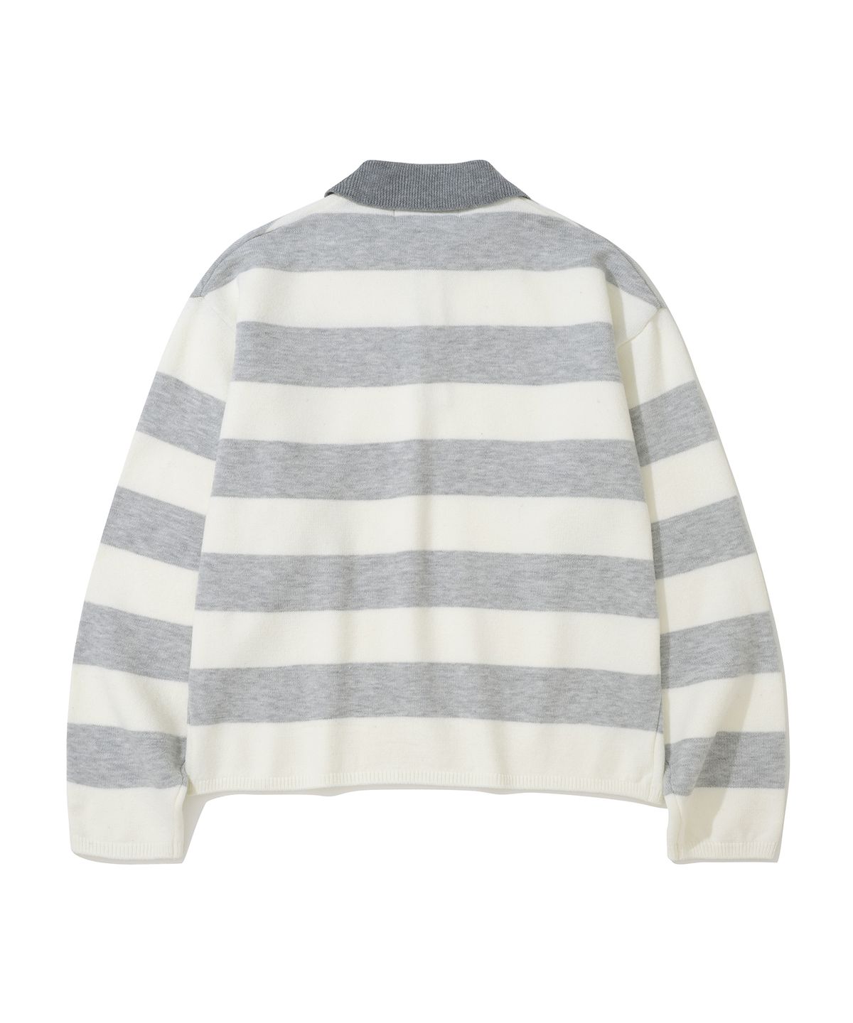 니티드(KNITTED) (UNISEX) 스트라이프 럭비 카라 니트 CLOUD
