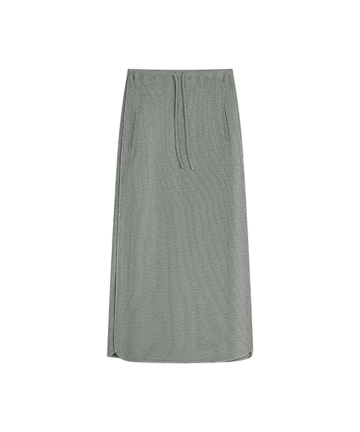 시야쥬(SIYAZU) SIST9074 와플 밴딩 롱 스커트_Melange gray