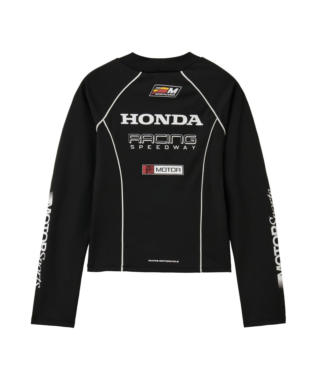 핍스 모터사이클(PHYPS MOTORCYCLE) Women Racing Artwork Half Neck Crop Long Sleeve Black