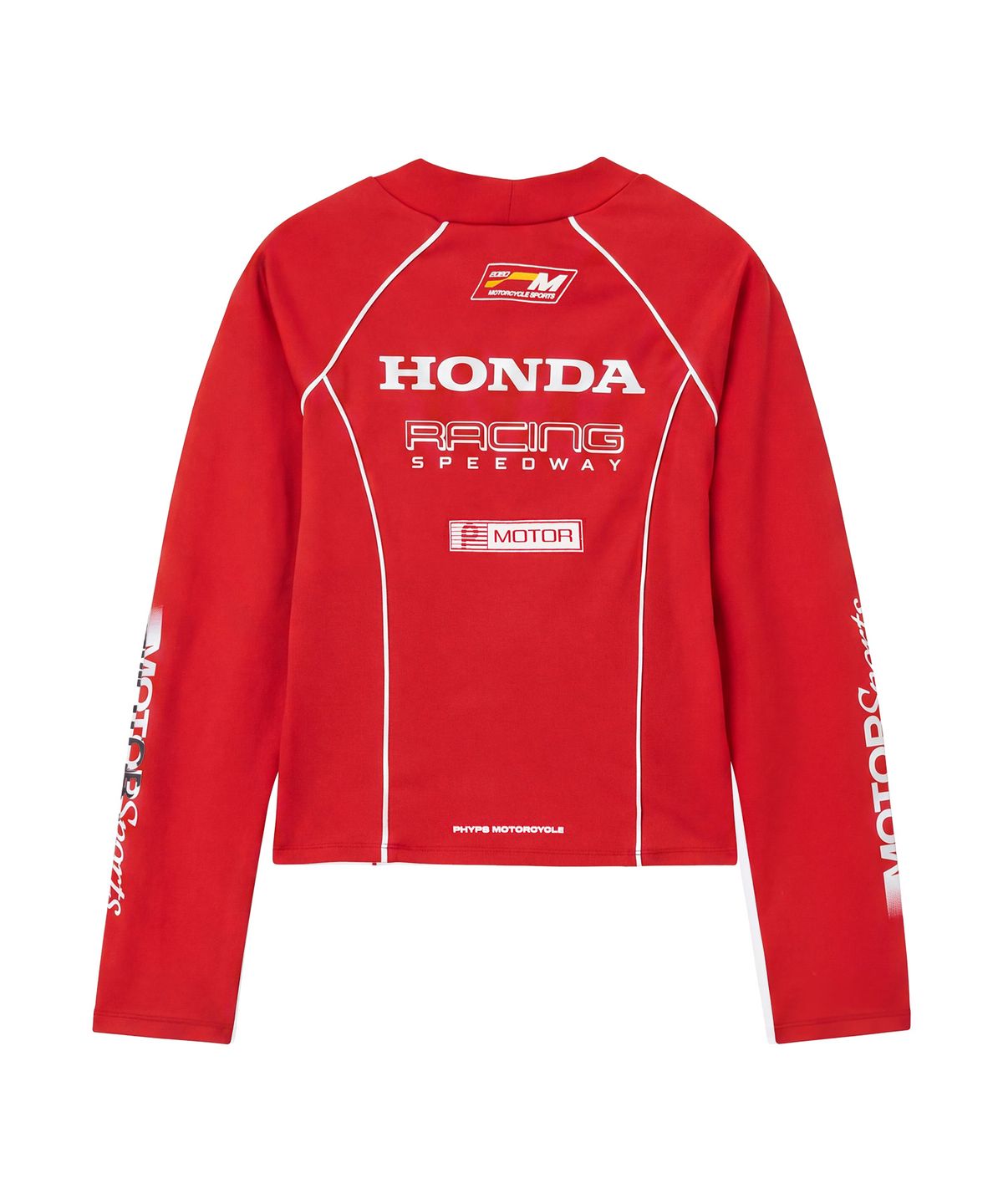 핍스 모터사이클(PHYPS MOTORCYCLE) Women Racing Artwork Half Neck Crop Long Sleeve Red