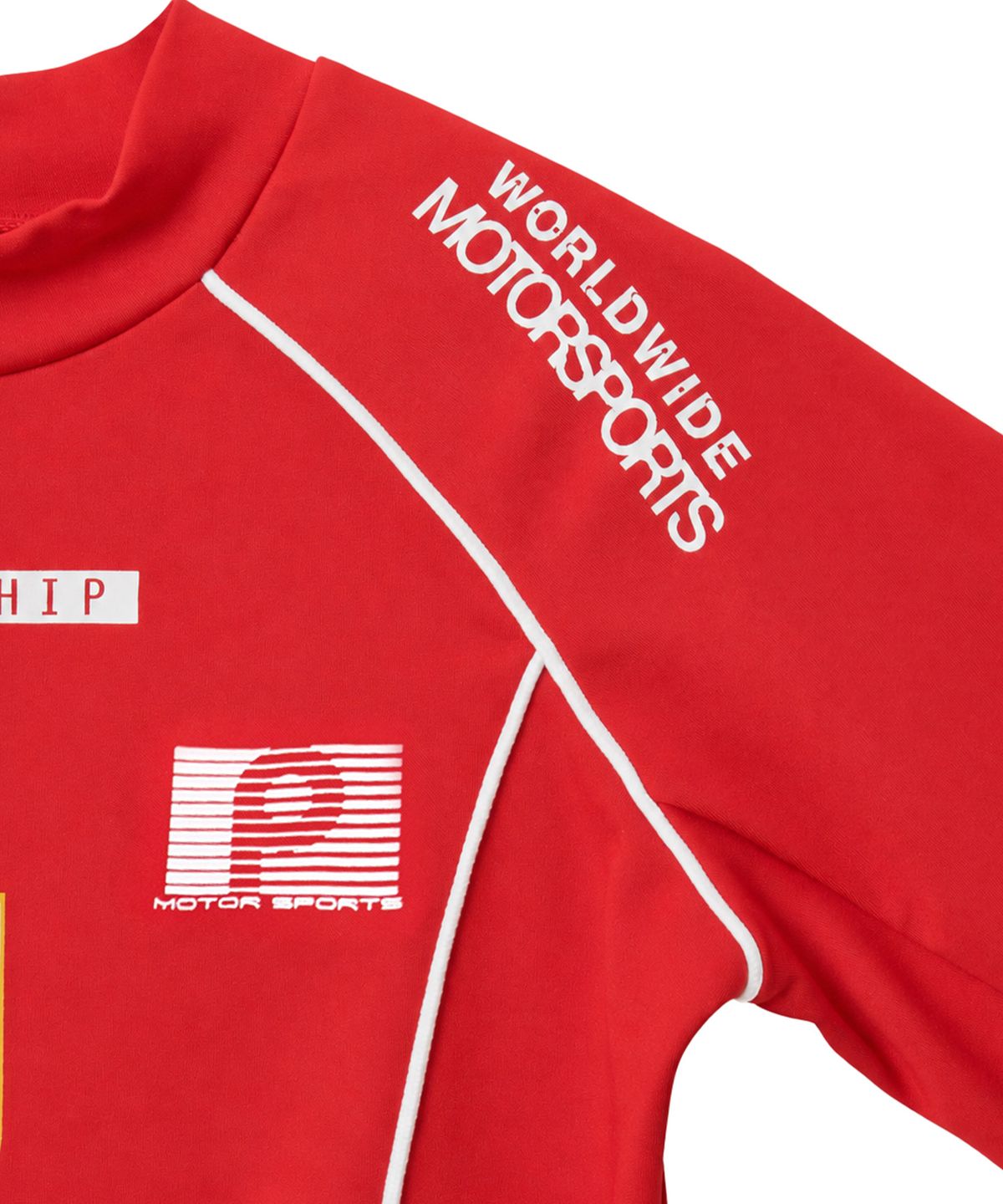 핍스 모터사이클(PHYPS MOTORCYCLE) Women Racing Artwork Half Neck Crop Long Sleeve Red