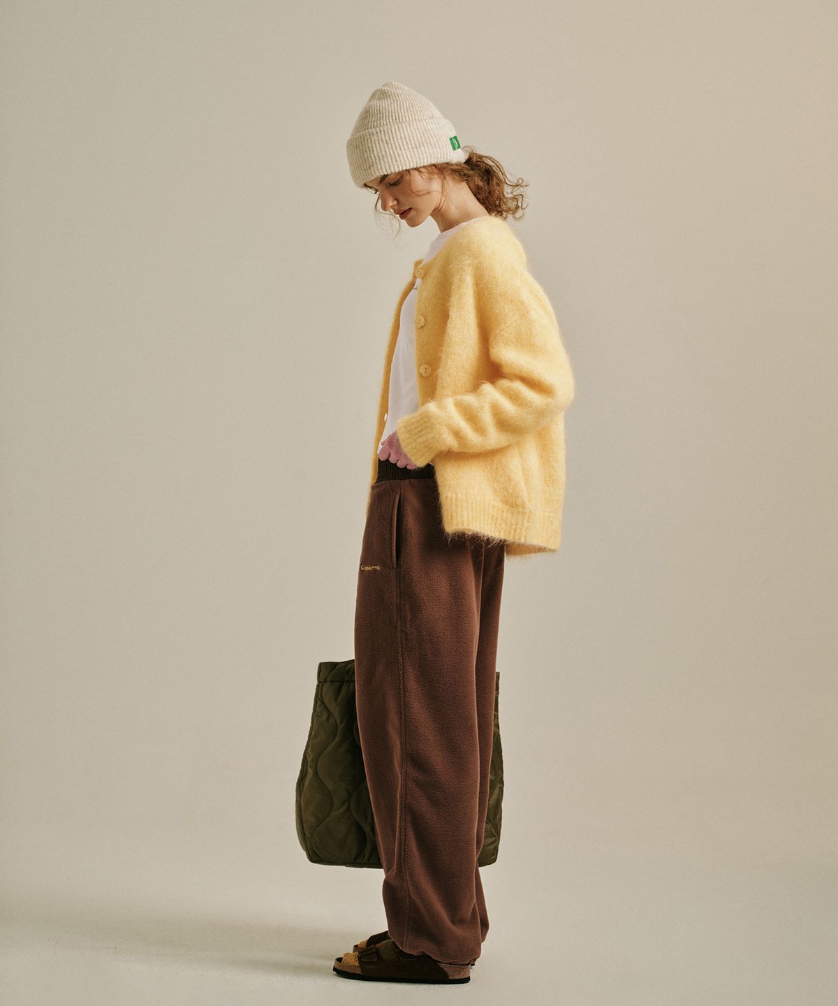 그린버터(GREENBUTTER) Fuzzy Kid Mohair Cardigan (Yellow)