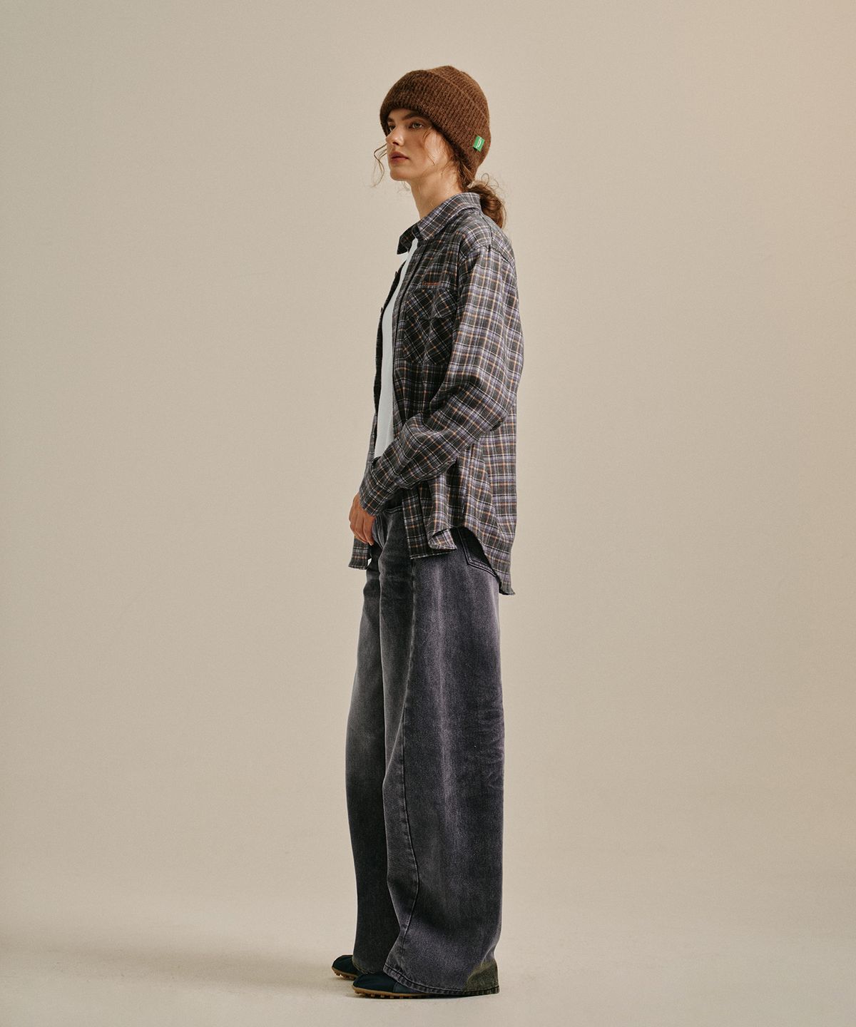 그린버터(GREENBUTTER) Classic Check Shirt (Charcoal/Blue)