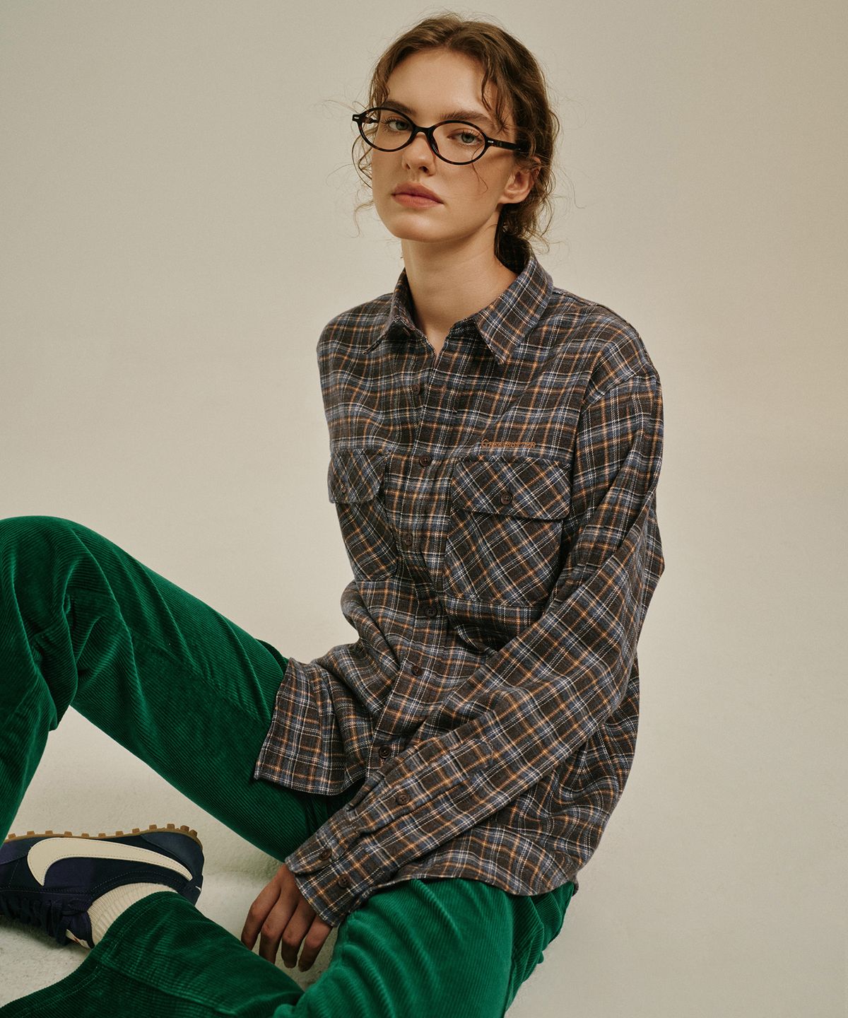 그린버터(GREENBUTTER) Classic Check Shirt (Charcoal/Blue)