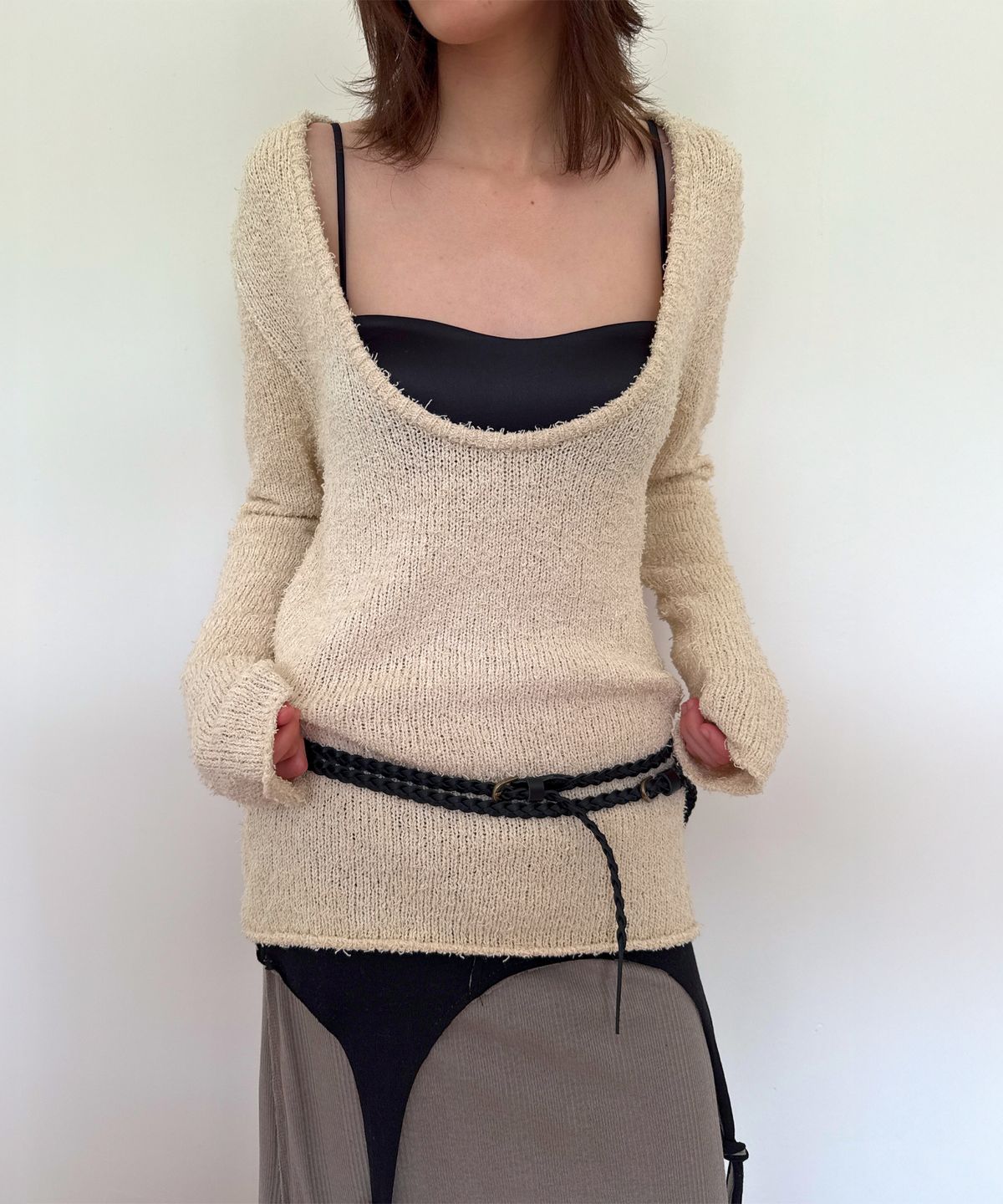다이애그널(DIAGONAL) DOUBLE LAYER WEAVING BELT (black)