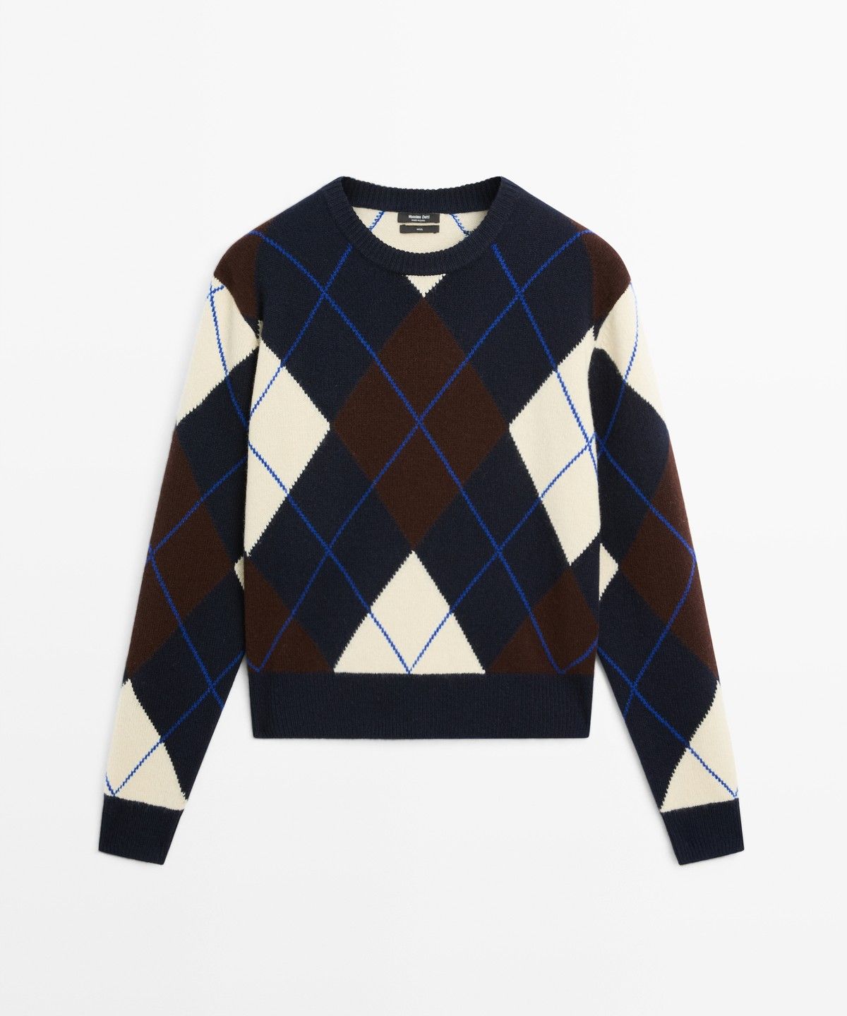 마시모두띠(MASSIMO DUTTI) 100% 울 아가일 니트 스웨터