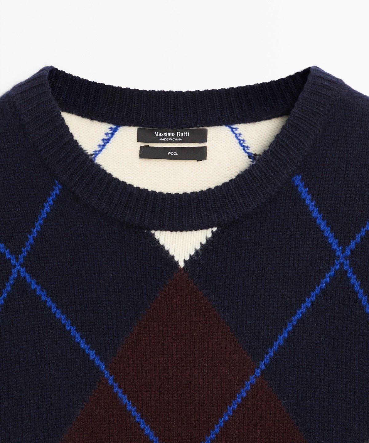 마시모두띠(MASSIMO DUTTI) 100% 울 아가일 니트 스웨터