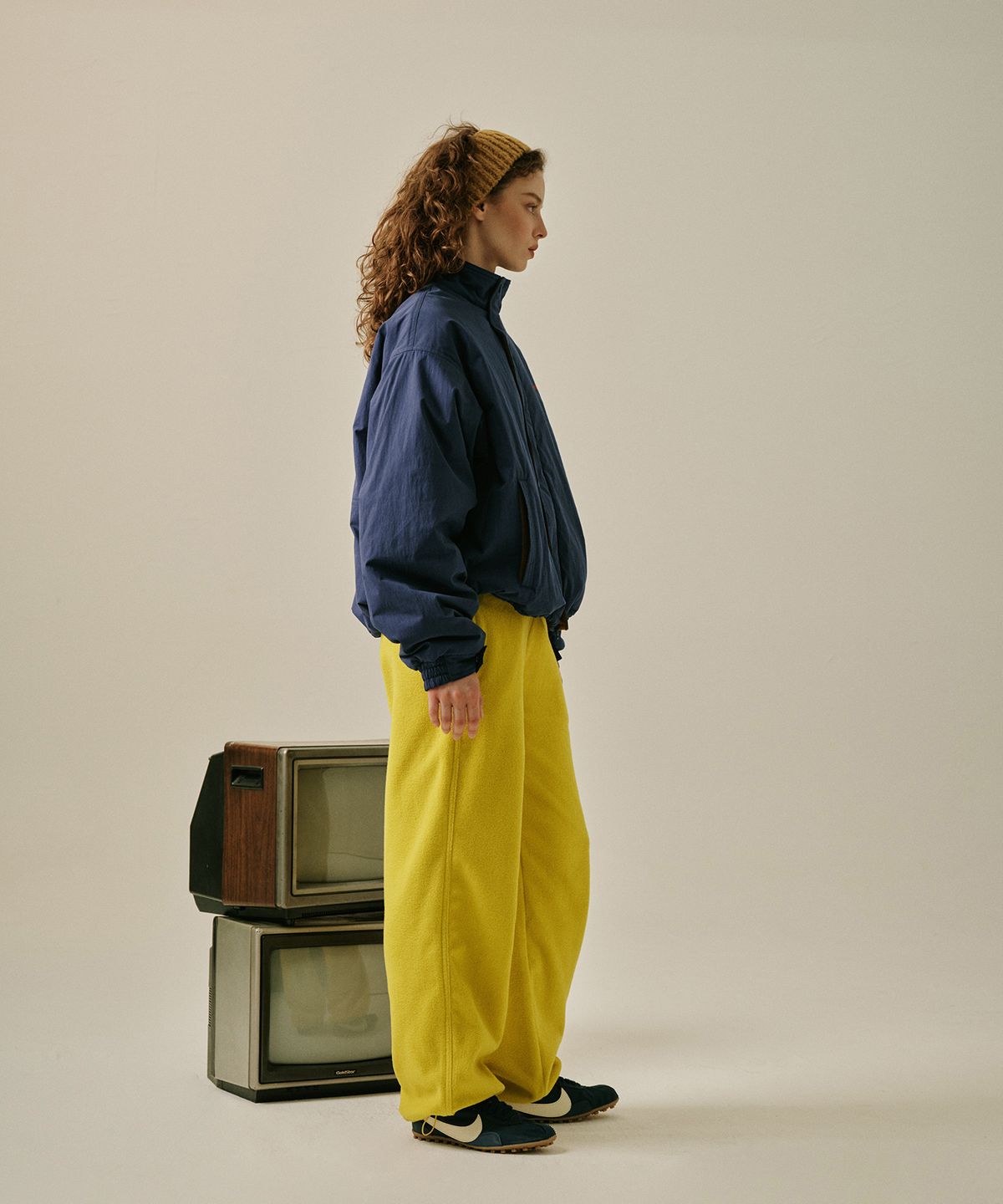 그린버터(GREENBUTTER) Faded Fleece Jacket (Navy)