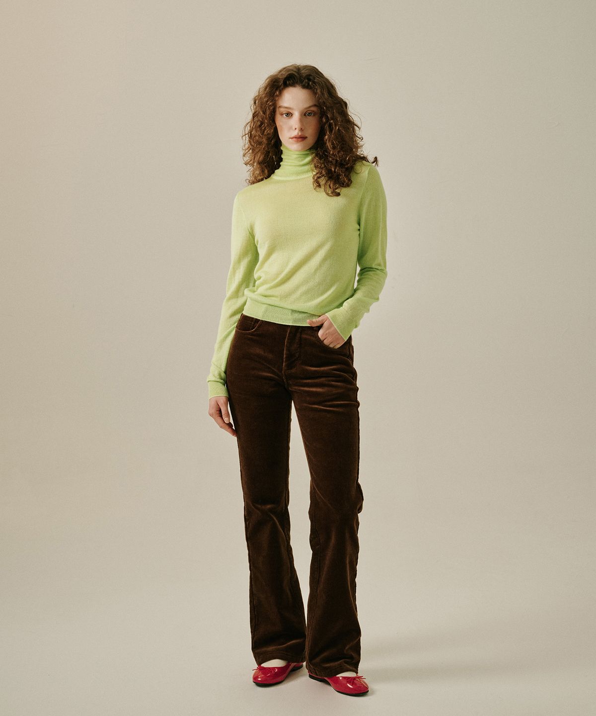 그린버터(GREENBUTTER) Wool Turtleneck Knit (Melon)