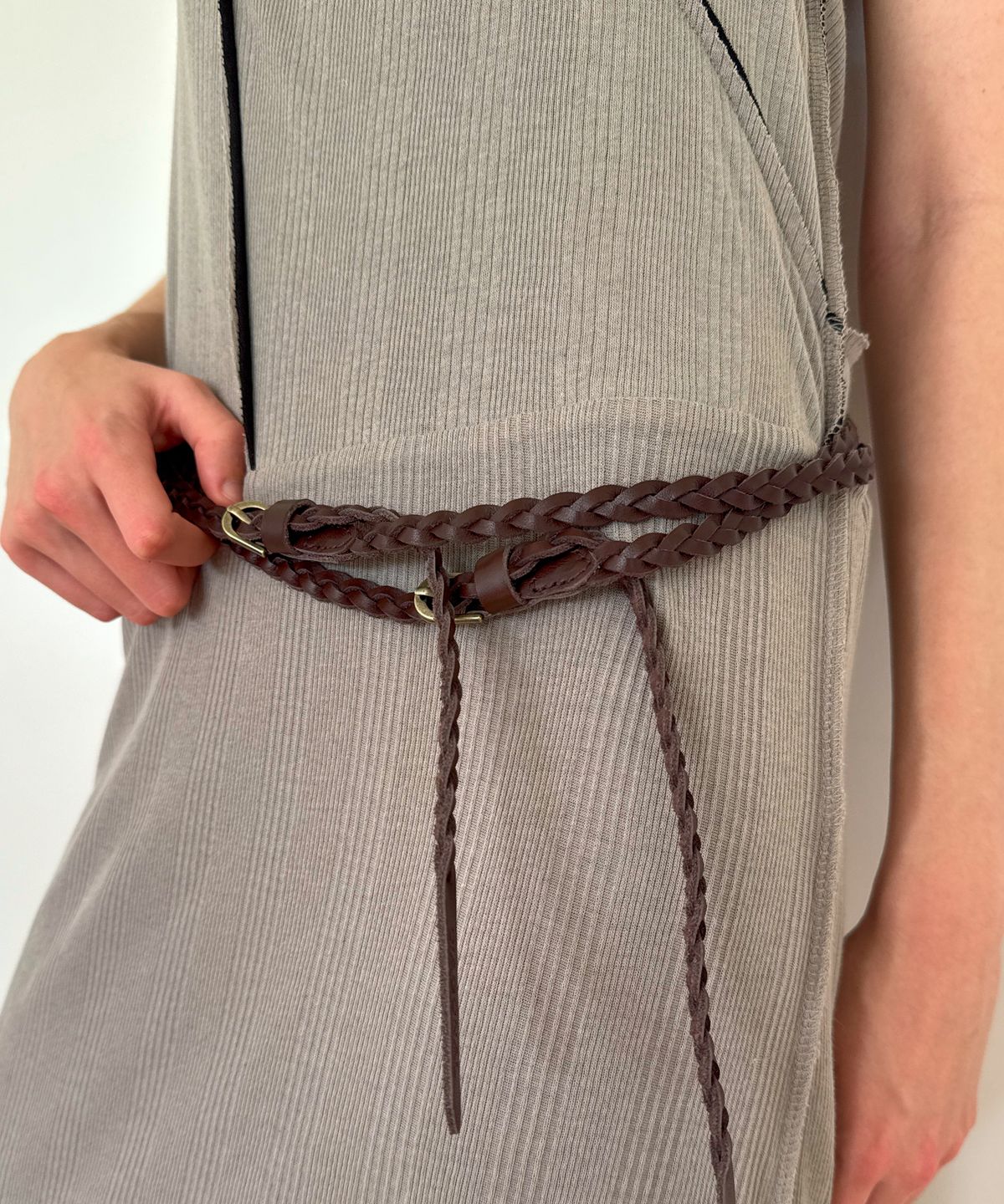 다이애그널(DIAGONAL) DOUBLE LAYER WEAVING BELT (brown)