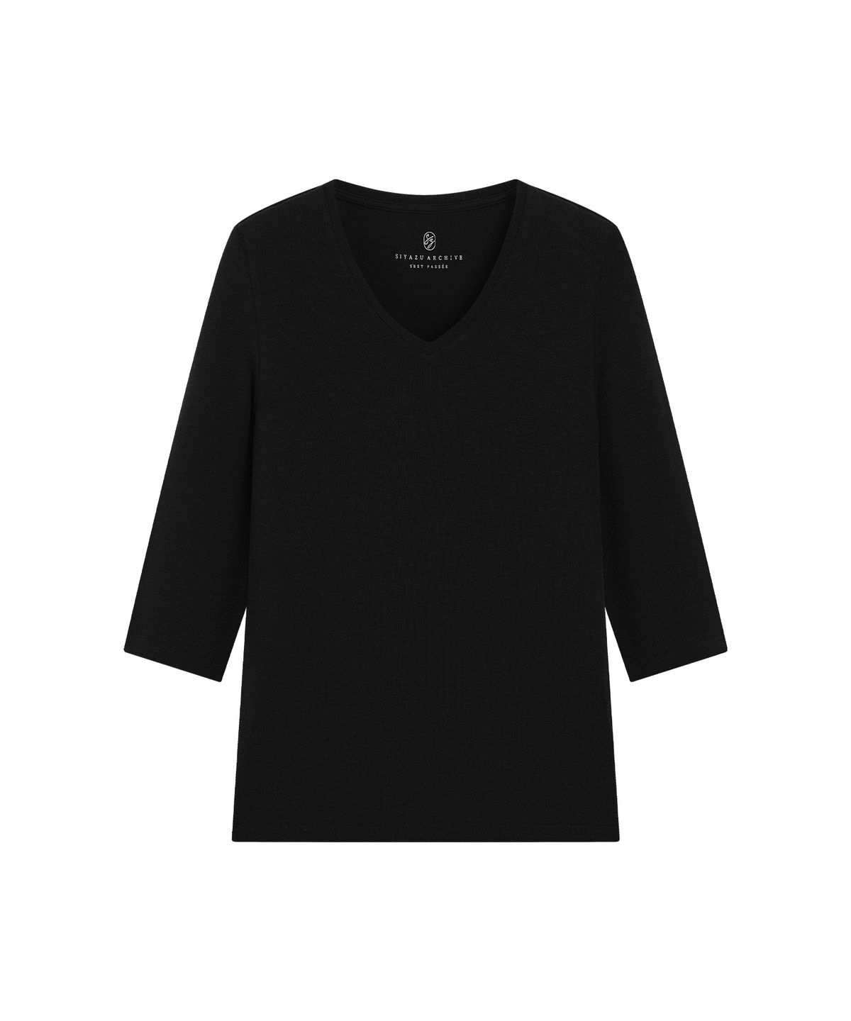 시야쥬(SIYAZU) SITP5313 소프트 브이넥 7부 티셔츠_Black