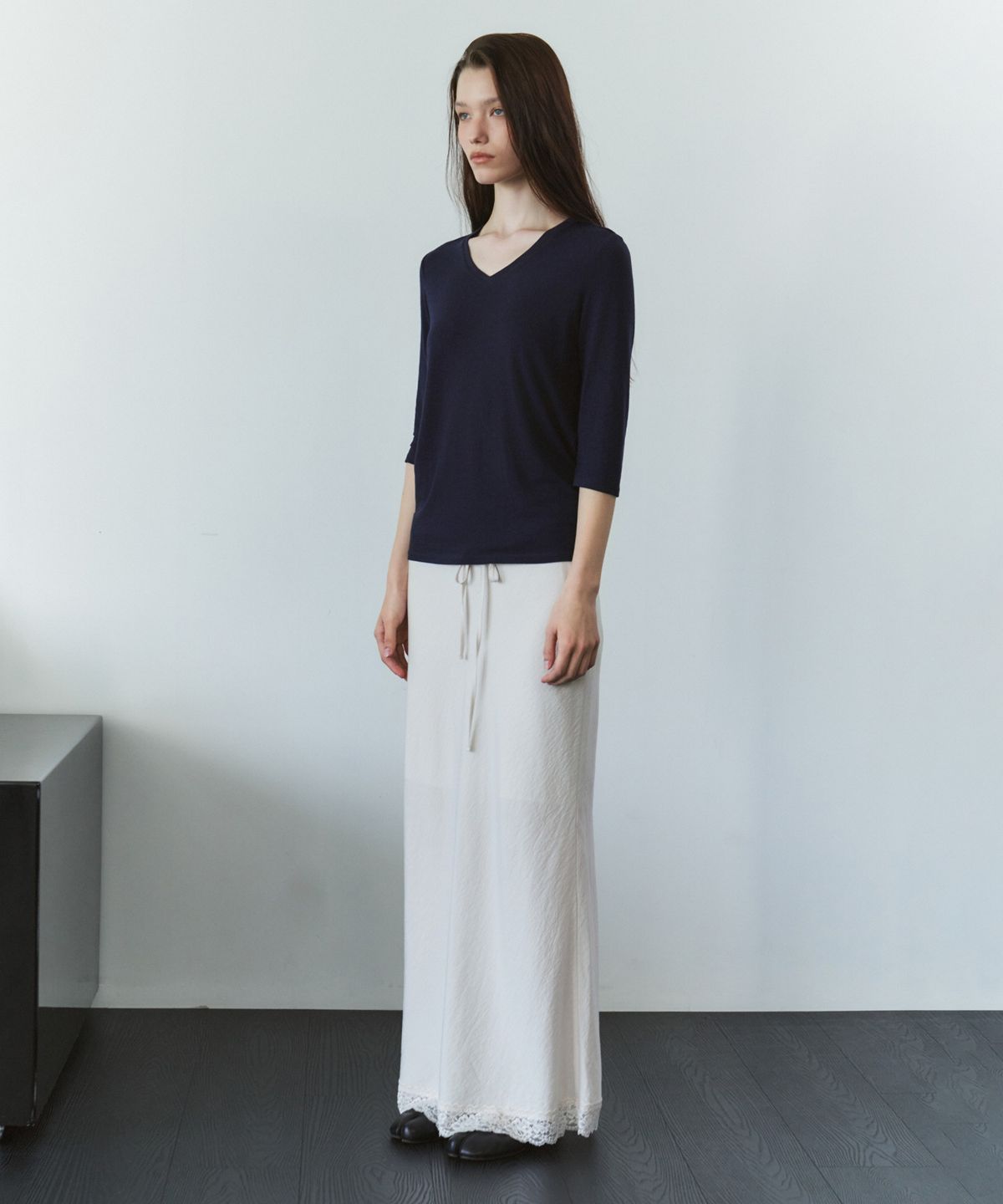 시야쥬(SIYAZU) SITP5313 소프트 브이넥 7부 티셔츠_Navy