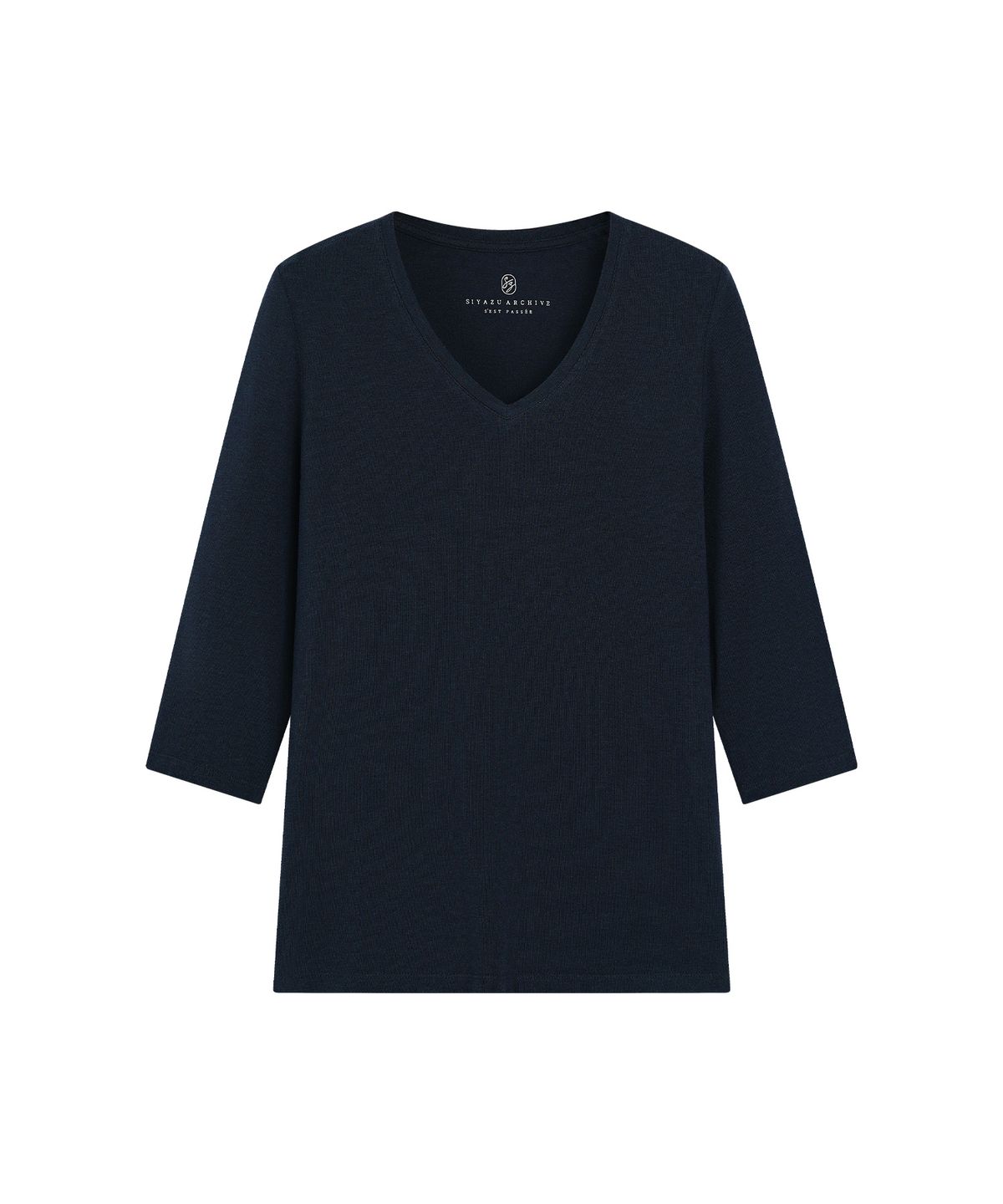 시야쥬(SIYAZU) SITP5313 소프트 브이넥 7부 티셔츠_Navy