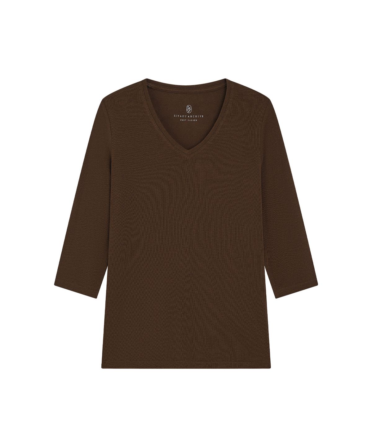 시야쥬(SIYAZU) SITP5313 소프트 브이넥 7부 티셔츠_Brown