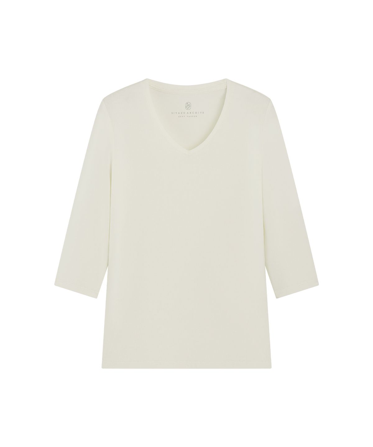 시야쥬(SIYAZU) SITP5313 소프트 브이넥 7부 티셔츠_Ivory