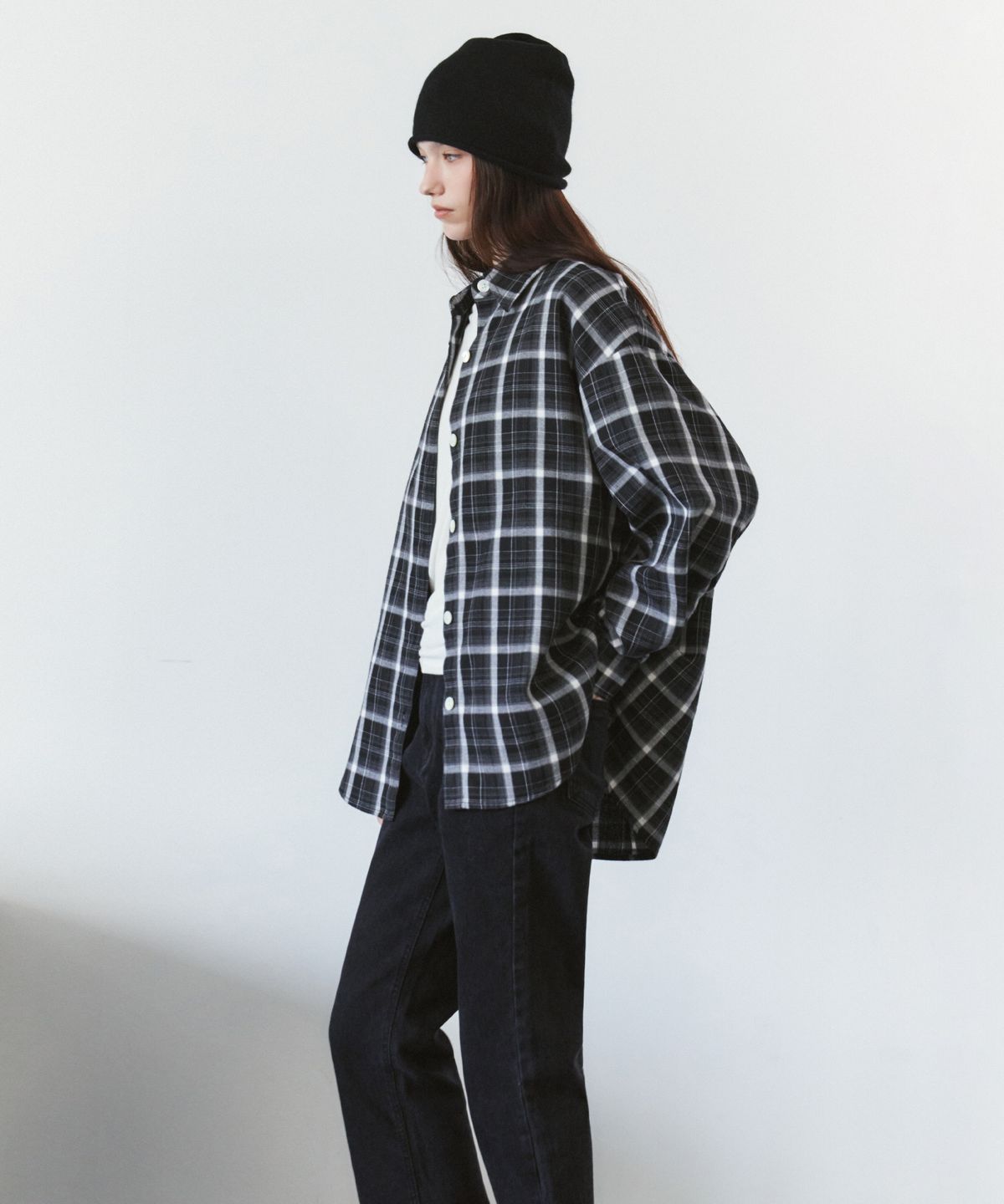 시야쥬(SIYAZU) SITP5311 워시드 체크 셔킷_Black