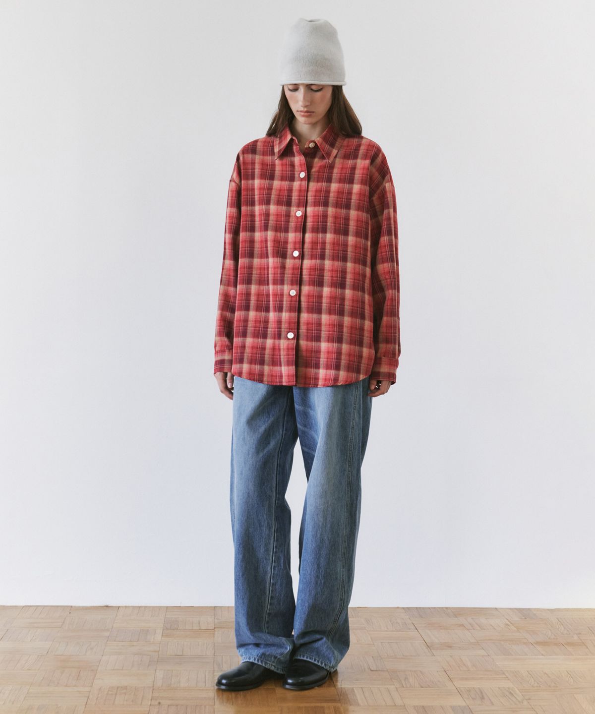 시야쥬(SIYAZU) SITP5311 워시드 체크 셔킷_Red