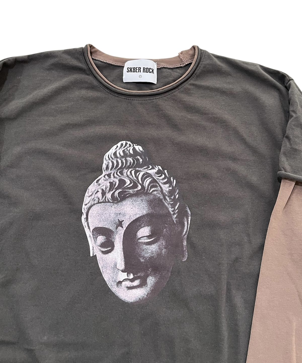 스케이터락(SK8ER ROCK) Rebel Buddha Layered T-Shirt (dark gray*grayish brown)
