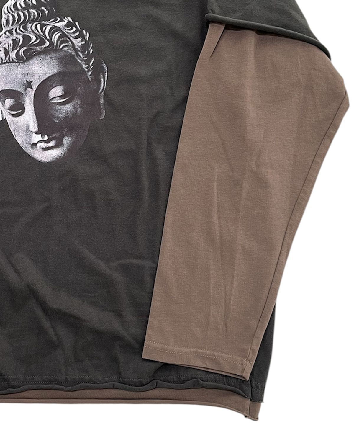 스케이터락(SK8ER ROCK) Rebel Buddha Layered T-Shirt (dark gray*grayish brown)