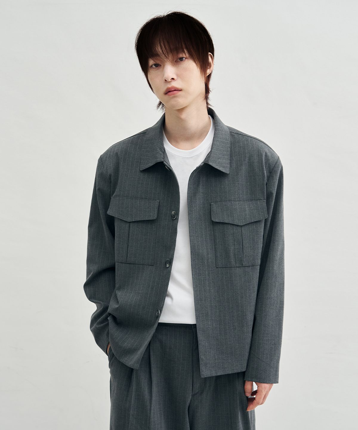 어레이드(ARRAYED) 모듈 포켓 스트라이프 자켓 [D.NAVY]