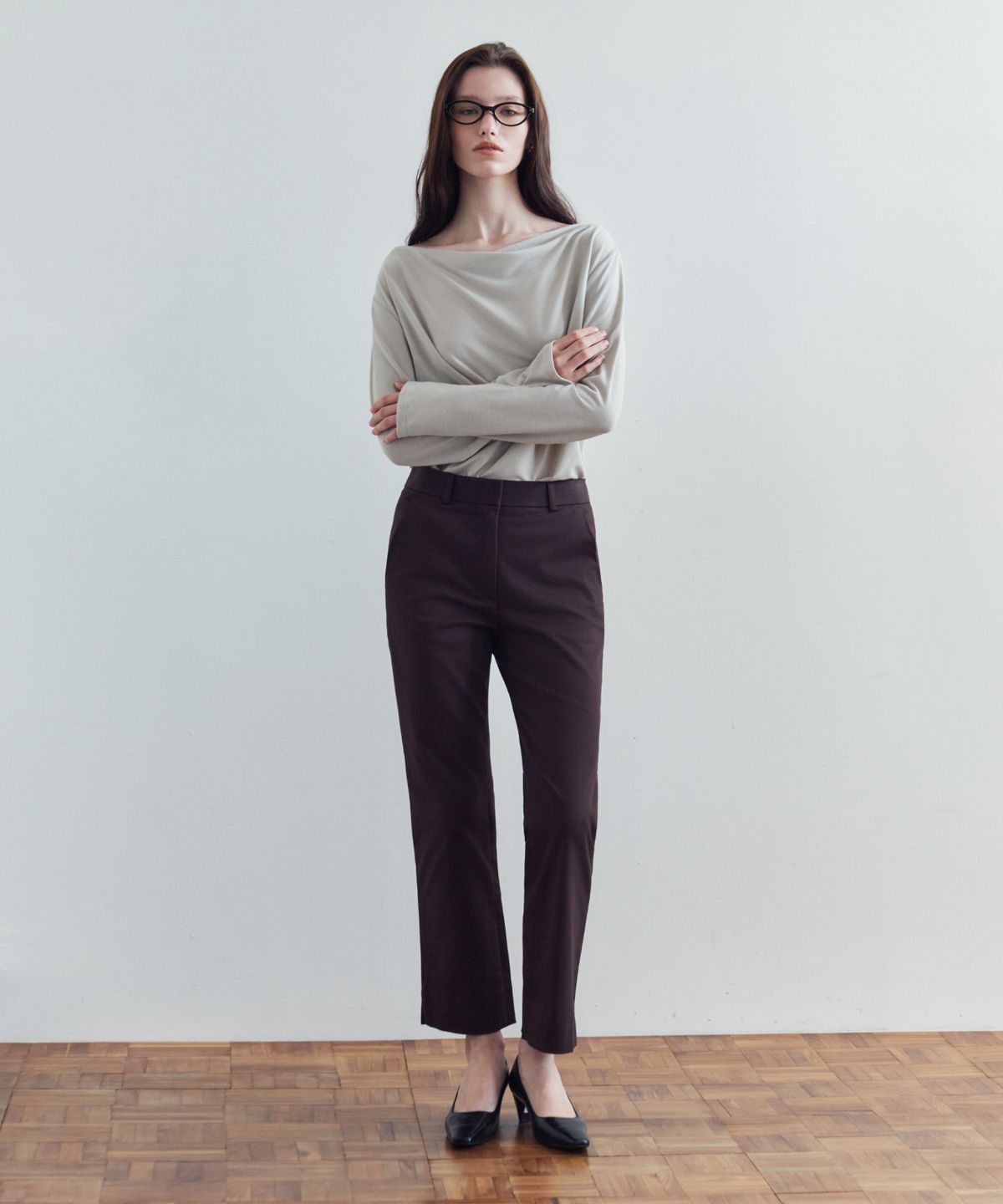 시야쥬(SIYAZU) SITP5307 카울넥 긴팔 티셔츠_Olive gray