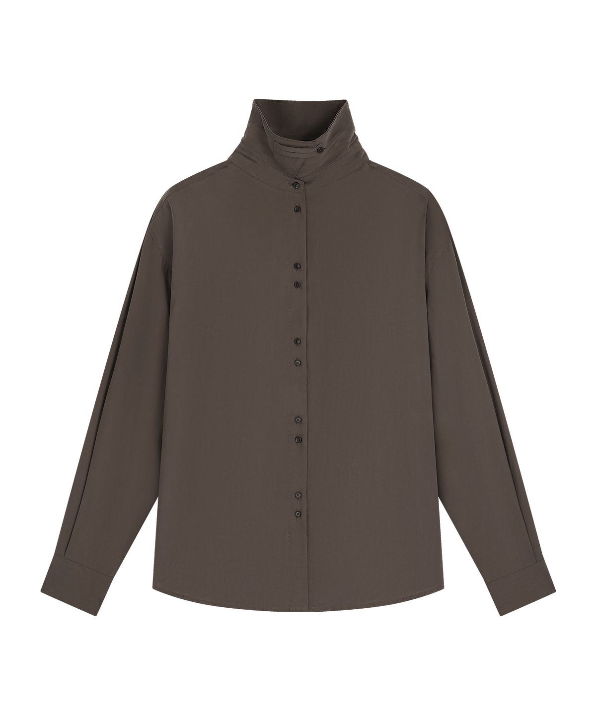 시야쥬(SIYAZU) SITP5304 하이넥 실키 셔츠_Brown