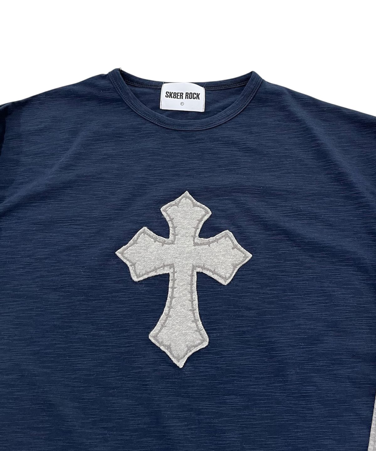 스케이터락(SK8ER ROCK) Cross Slub Layered T-Shirt (navy*melange gray)