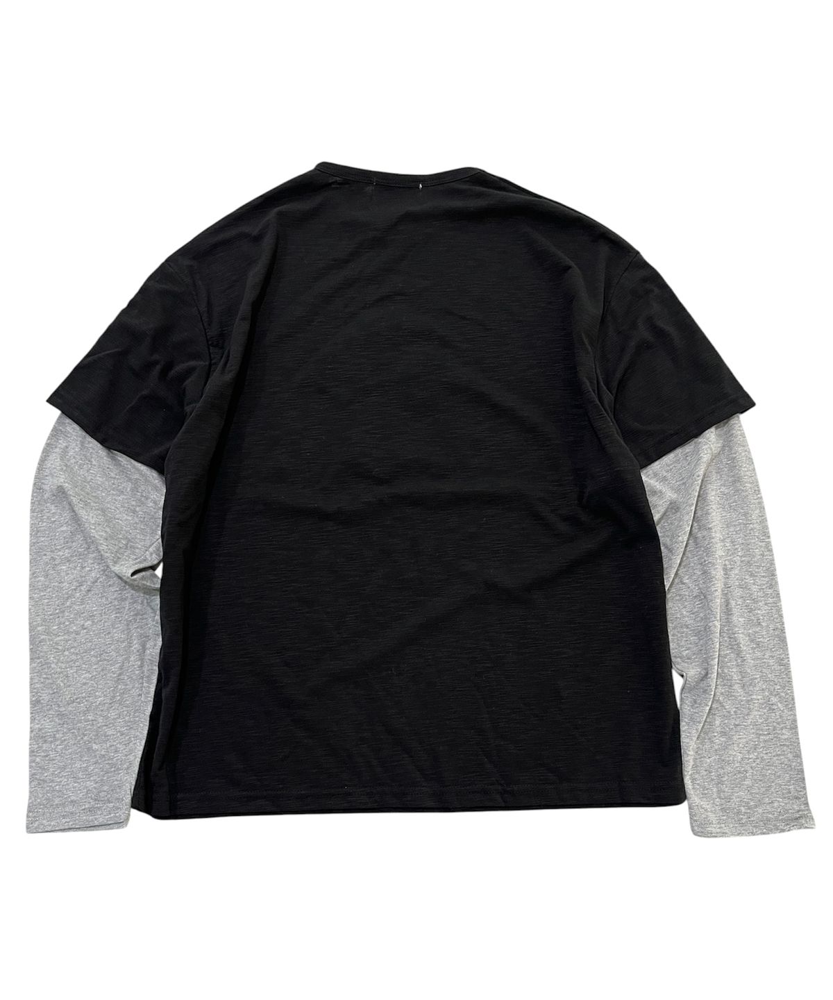 스케이터락(SK8ER ROCK) Cross Slub Layered T-Shirt (black*melange gray)