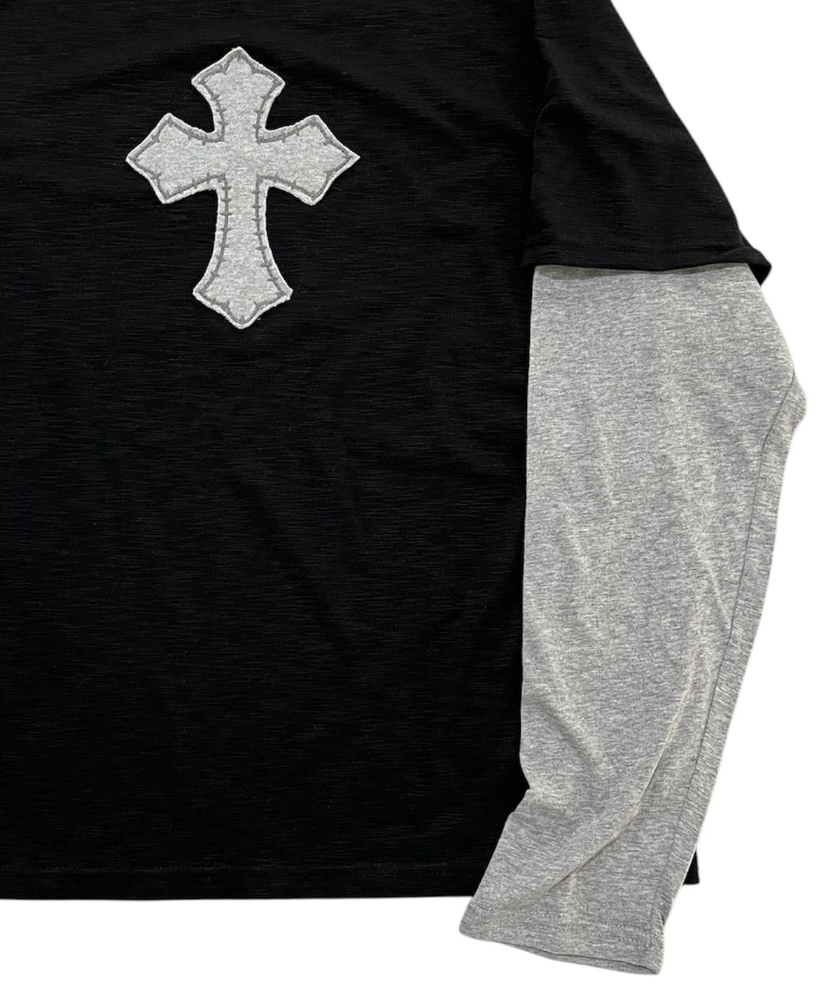 스케이터락(SK8ER ROCK) Cross Slub Layered T-Shirt (black*melange gray)