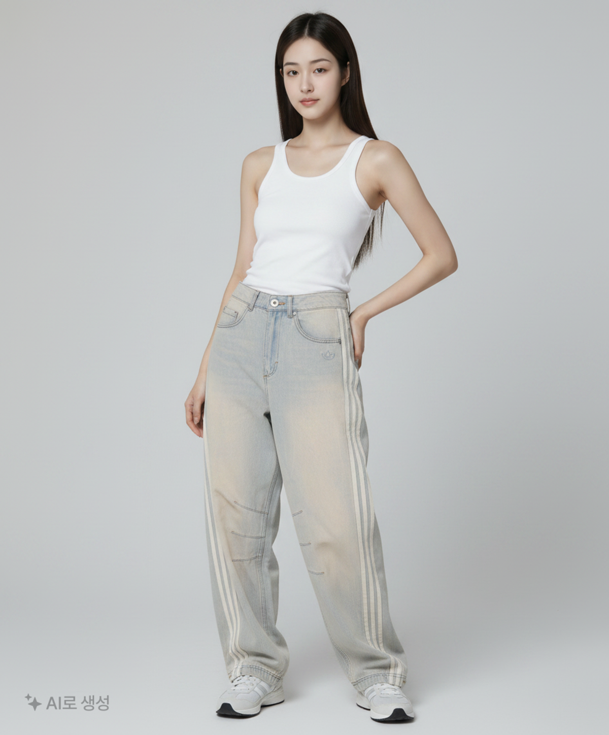 아디다스(ADIDAS) ADILENIUM 3 바나나 워시드 데님 팬츠 - 라이트데님 / JX9212 25