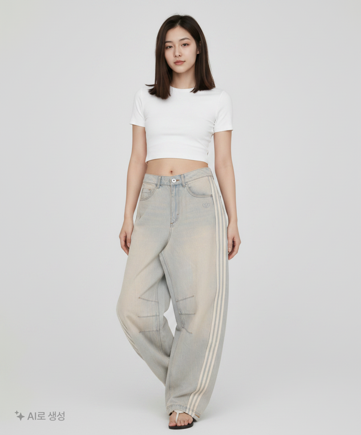 아디다스(ADIDAS) ADILENIUM 3 바나나 워시드 데님 팬츠 - 라이트데님 / JX9212 25