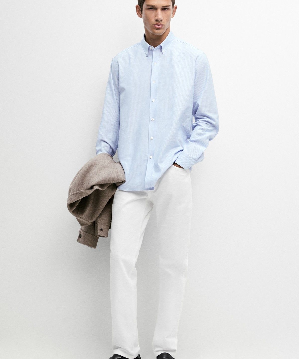 마시모두띠(MASSIMO DUTTI) 100% 코튼 레귤러 핏 스트라이프 셔츠