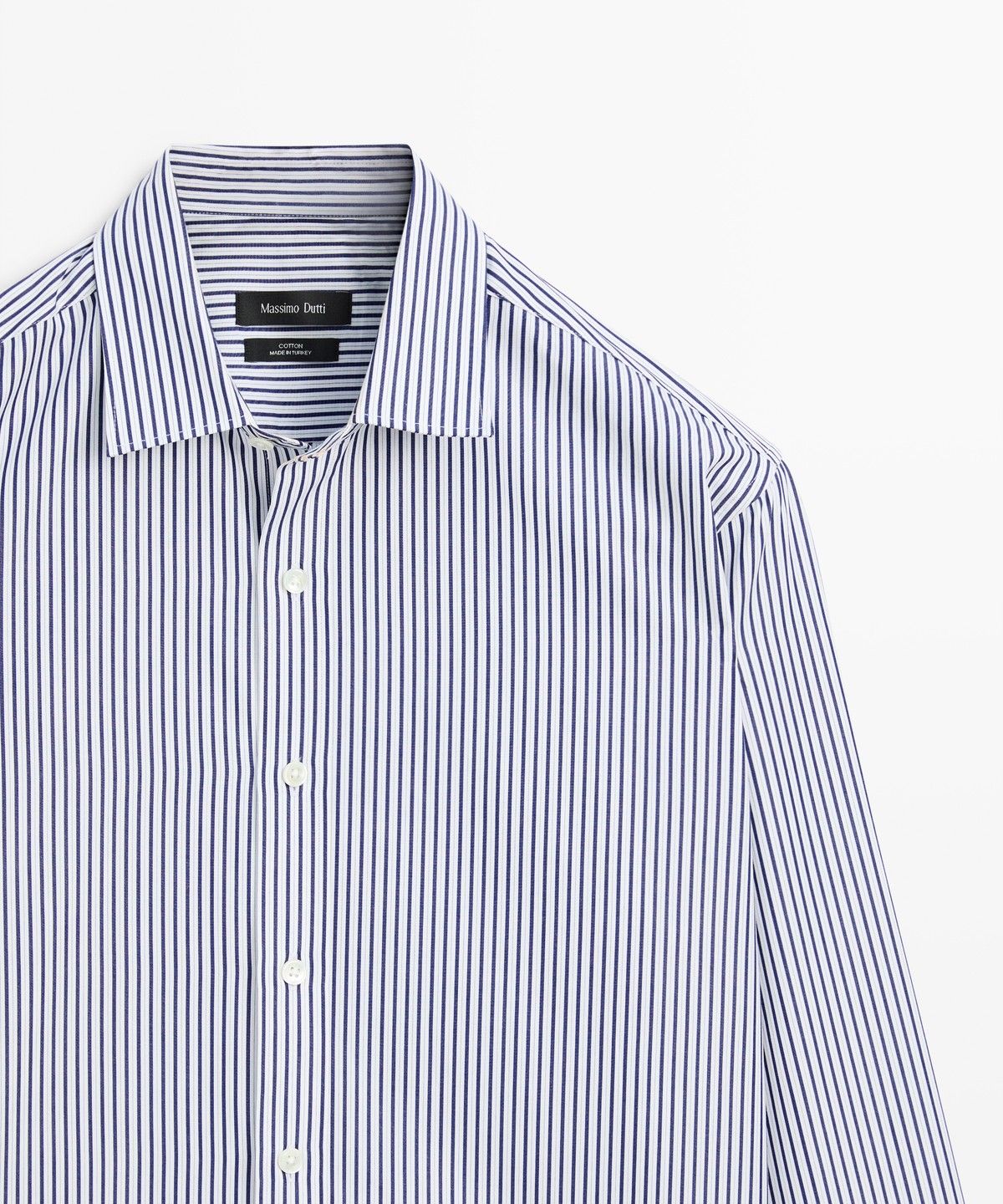 마시모두띠(MASSIMO DUTTI) 100% 코튼 레귤러 핏 스트라이프 셔츠