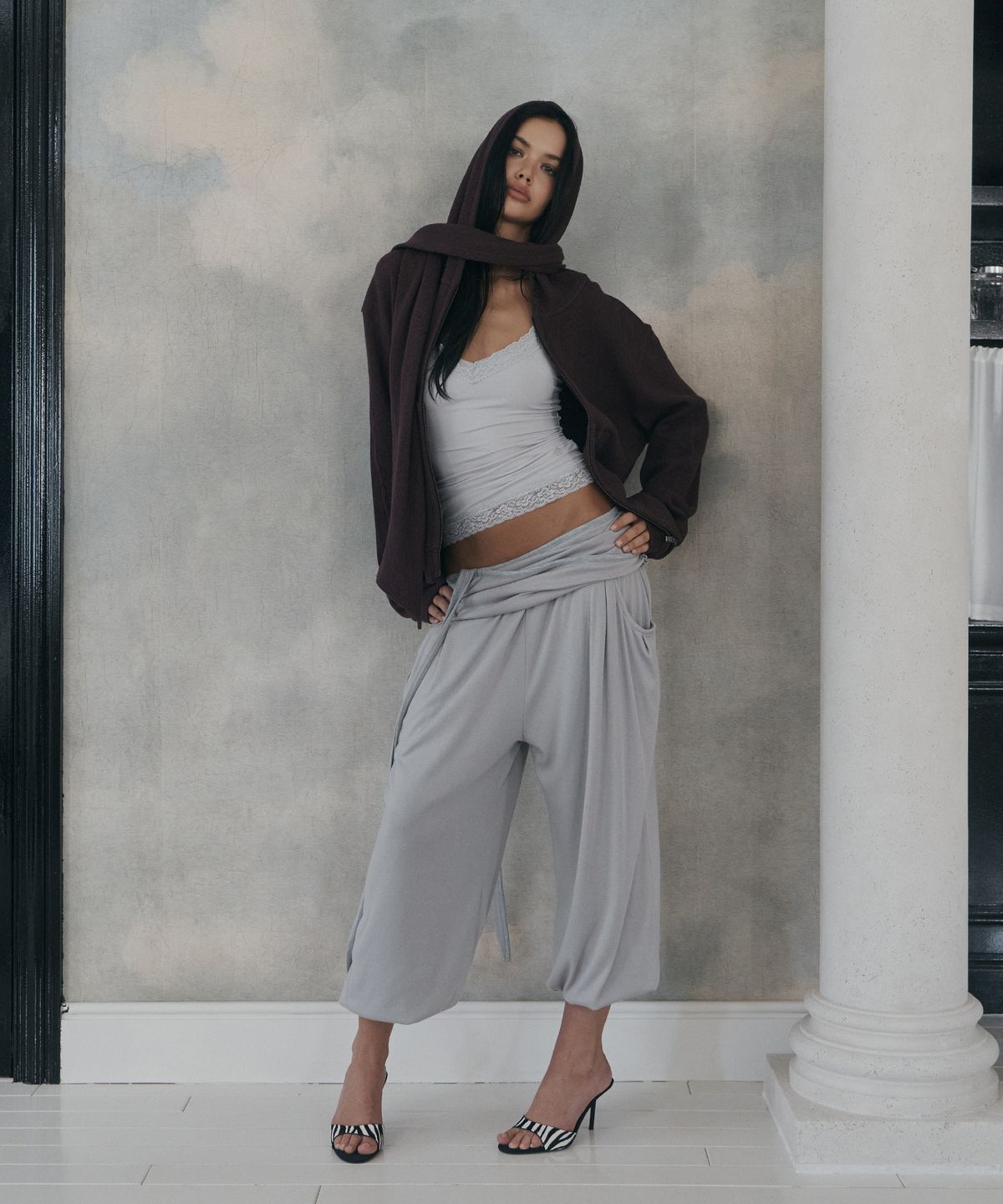 플리즈노팔로우(PLEASENOFOLLOW) Buddy Wide Shirring Balloon Pants (Ash Grey)